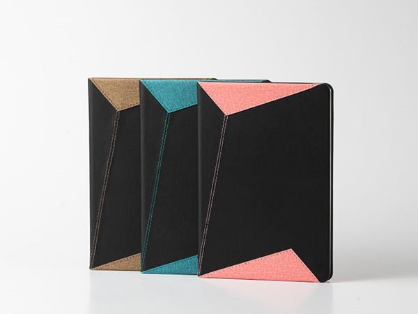 Cuadernos de cuero de dos colores en contraste, tapa de cuero sintético PU, 80 páginas rayadas