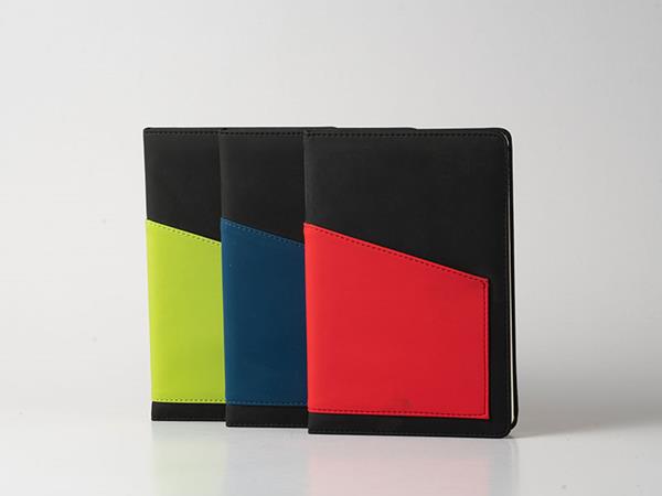Cuadernos de cuero de dos colores, con bolsillos para guardar documentos, 80 páginas rayadas