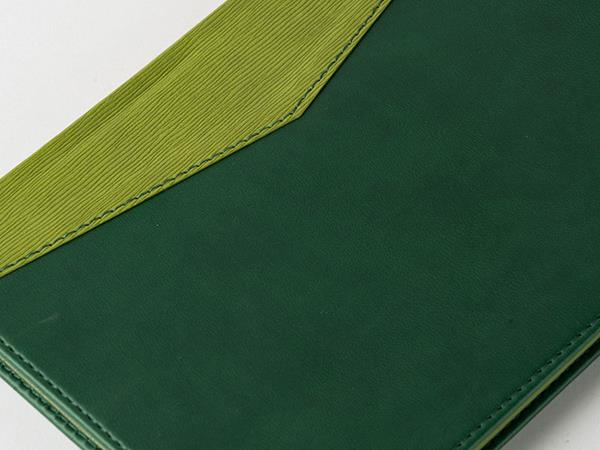 Cuadernos de cuero de dos colores, páginas con bordes de colores, 80 páginas rayadas