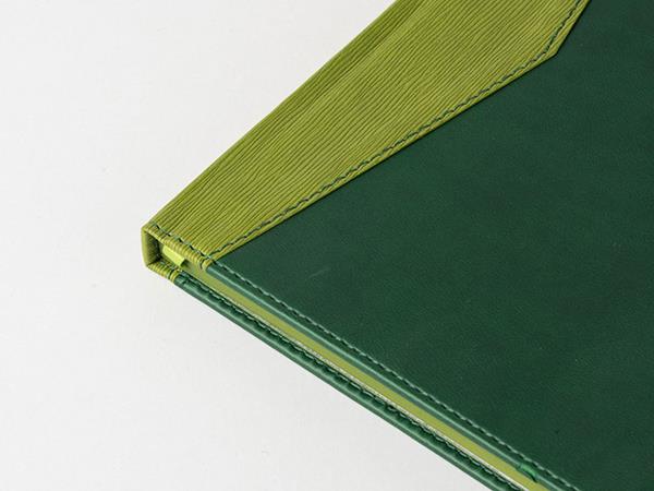 Cuadernos de cuero de dos colores, páginas con bordes de colores, 80 páginas rayadas