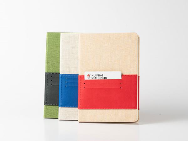 Cuadernos de cuero de dos colores A5, bolsillo porta tarjetas, 80 páginas rayadas