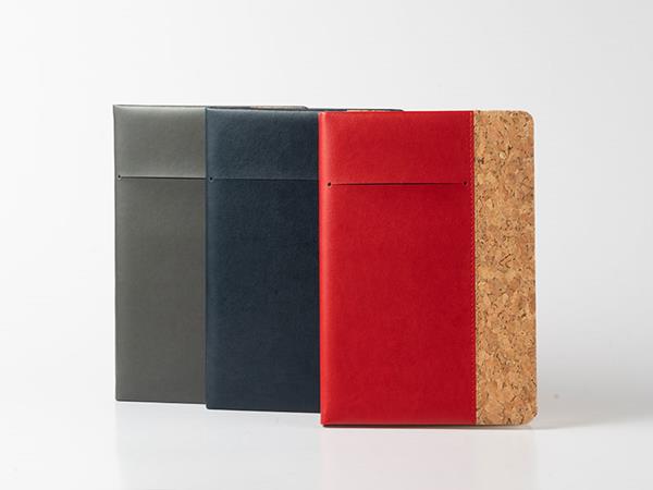 Cuadernos de cuero de dos colores, tapa de cuero suave TPU, 80 páginas rayadas, bolsillo porta tarjeta